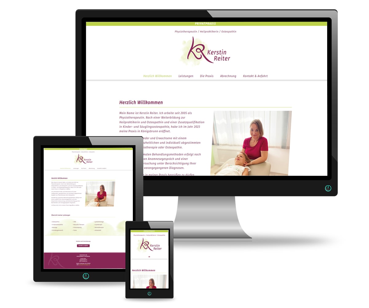 Ansicht der Homepage für Kerstin Reiter Osteopathie & Physiotherapie